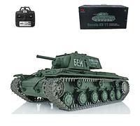 wheelfun Heng Long US in Stock, Infrared Combat RC Tank 2.4G 1/16 7.0 Upgraded Soviet Kv-1 RTR 3878 Metal Tracks 340° Rotating Turret Smoking BB Shooting Airsoft Tank that Shoot BB Pellets
