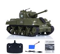 wheelfun Henglong 1/30 RC Battle Tank Sherman M4A3 3841-01 2.4G Remote Control Tanks 320°Rotating Turret Infrared Combat