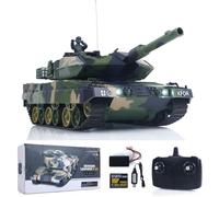 wheelfun Henglong 3809 2.4GHz 1/24 RC Tank Leopard 2 A5 Remote Control Battle Tank Model BB Shooting Firing Effects Infrared Battle Spray Water Simulated Light Sound Hobby Grade Model