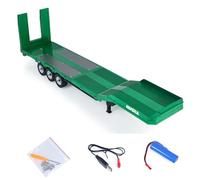 wheelfun HUINA 1/18 Plastic Flatbed Semi Trailer 1502 for Radio Controlled Tractor Truck 1501 Electric Support Legs Battery No Light Hobby Grade Model for Birthday Gift(Green)