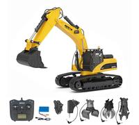wheelfun HUINA New Upgrade 580 1:14 Metal Excavator Model Construction Vehicle Electric Ball Grabber 360 Degree Rotating Cutting Claw with Sound and Lights