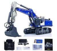 wheelfun KABOLITE RC Hydraulic Excavator 1/14 K970-100S Pro RTR RC Digger Construction Vehicle Model Flysky PL18EV Lite Motor ESC Servo Light Sound Smoking Unit Hobby Grade Model Beige and Blue