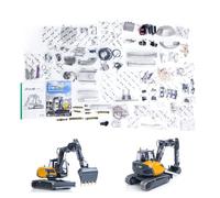 wheelfun LESU Mc15 Metal Remote Control Hydraulic Excavator Kit 1/14 RC Digger Construction Vehicle Dual Pumps 9 Ways Valve Light Sound Hobby Grade Model for Ages 14+(Unpainted Kits)