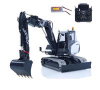 wheelfun LESU Metal 1/14 Hydraulic 4 Arms RC Excavator Mc15 Remote Control Digger Model 15Mc 9 Ways Valve Dual Pumps Quick Coupler Hobby Grade Model for Ages 14+(White and Dark Gray)