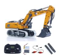 Wheelfun Remote-Controlled Excavator K970 1/50 RC - Electric Excavator - Metal Bucket - Light Sound - Battery RTR - Yellow Adult Engineering Toy
