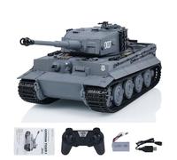 wheelfun Taigen 1/24 RC Battle Tank Tiger I RC Infrared Combat Military Tanks End-Term Chassis Recoil LED Flash Gray