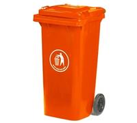 Wheelie Bin; 120L; 30% Recycled Polyethylene; Red/Orange