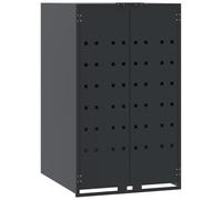 Wheelie Bin Box, Anthracite, Powder-Coated Steel, 69 x 79 x 117 cm, with Gas Spring Lid and Magnetic Closure for Single Bin, Weatherproof, Ventilated, Expandable for Garden and Outdoor Use
