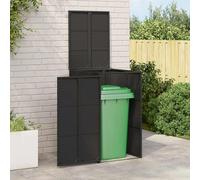 Wheelie Bin Box Black Made of UV-Resistant Polyethylene with Powder-Coated Steel Frame 65 x 80 x 115 cm for Patio and Garden Weatherproof Lockable