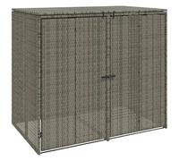 Wheelie Bin Box Pack of 2 Grey 130 x 80 x 115 cm Polyethylene with Powder-Coated Steel Frame Weatherproof for Patio Garden Outdoor Storage and Protection
