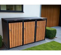 Wheelie bin cover wood effect lift up lid (Triple)