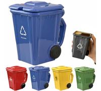 Wheelie Bin Funny Mugs with A Lid, Trash Can Shaped Ceramic Coffee Cup 400mL with Complimentary Spoon, Design-Led Personalised Mug - Novelty Gifts for Men Women Girls Boys (Blue)