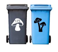 Wheelie Bin Mushroom Silhouette Personalised Sticker Custom Number House Number Sticker Wheely Bin Dustbin