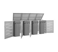 Wheelie Bin Shed 4-Bay Anthracite 276.5x77.5x112.5cm Galvanised Steel Lockable