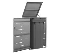 Wheelie Bin Shed Anthracite 69x77.5x112.5cm Galv. Panels Stainless Steel Lock