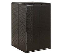 Wheelie bin shed Black PE rattan with steel frame 70x80x117 cm 1-bin lockable XL