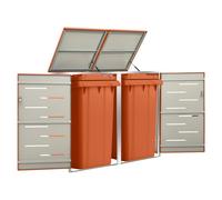 Wheelie Bin Shed Double 138x77.5x112.5cm Anthracite Galv Steel & Stainless Lock