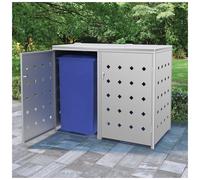 Wheelie Bin Shed Silver Stainless Steel 240 L Lockable Ventilated 69x77.5x115cm