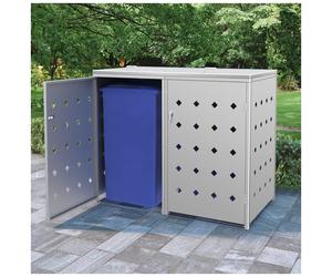 Wheelie Bin Shed Silver Stainless Steel 240 L Lockable Ventilated 69x77.5x115cm