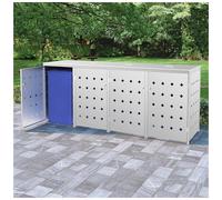 Wheelie Bin Shed Silver Stainless Steel 69x77.5x115cm Fits 240L Bin Lockable Box