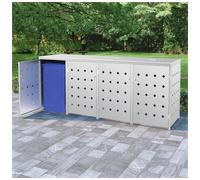 Wheelie Bin Shed Silver Stainless Steel 69x77.5x115cm Fits 240L Bin Lockable Box