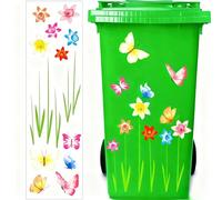 Wheelie Bin Stickers, Flower & Butterfly Wall Stickers - DWUENT | Vibrant Floral Decor for Indoor/Outdoor Spaces | PVC Transparent Film 70cm×20cm, Ideal for Home, Office, Commercial Areas，70 x 20 cm