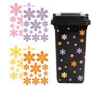 Wheelie Bin Stickers Flowers, 4 Sheets Daisy Dustbin Sticker Self Adhesive Flower Bin Sticker Waterproof Wheelie Bin Labels Daisy Stickers for Car Bins, Fridge, Wall Outdoor Indoor Decorative Decal