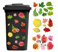 Wheelie Bin Stickers Flowers, Waterproof Bin Stickers for Wheelie Bins Flowers Dustbin Stickers Outdoor Self-Adhesive Wheelie Bin Stickers Decorative Bin Labels (Rose)