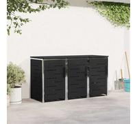Wheelie Bin Storage 3x240L Stainless Steel Black 207x77.5x112.5cm Expandable Eco