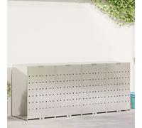 Wheelie Bin Storage 4-Bay Stainless Steel Silver 272 x 77.5 x 115.5cm Expandable