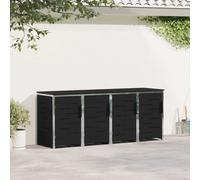 Wheelie Bin Storage 4x240L Black Stainless Steel 276x77.5x112.5cm Expandable+Mag