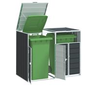 Wheelie Bin Storage Anthracite Powder-coated Steel 144x81x113 cm Double-Bin 240L