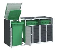 Wheelie Bin Storage Anthracite Steel 216x81x115 cm Triple 240L Bin Enclosure UK