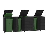 Wheelie Bin Storage Black 345x79x117 cm Powder-Coated Steel for 5 Bins