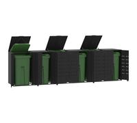 Wheelie Bin Storage Black 414x79x117 cm Powder-Coated Steel for 6 Bins