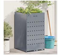 Wheelie Bin Storage Black Powder-Coated Steel 68x77.5x121.5cm Planter Roof Heavy