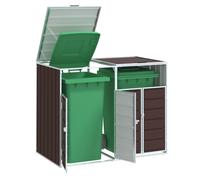 Wheelie Bin Storage Brown Steel 144x81x113 cm Double 240L Outdoor Hideaway Plus
