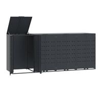 vidaXL Wheelie Bin Storage for 4 Bins Garden Store Trash Cover Black Steel