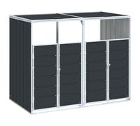 vidaXL Wheelie Bin Storage for Double Bins Garden Trash Cover Anthracite Steel