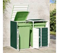 vidaXL Wheelie Bin Storage for Double Bins Garden Trash Cover Green Steel