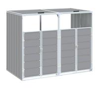 vidaXL Wheelie Bin Storage for Double Bins Garden Trash Cover Green Steel