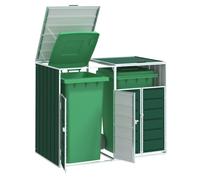 vidaXL Wheelie Bin Storage for Double Bins Garden Trash Cover Green Steel