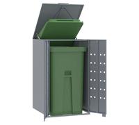 Wheelie Bin Storage Grey 69x79x117cm Powder-Coated Steel Planter Roof 120240L