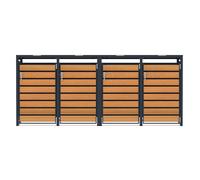 Monstershop Quadruple Wheelie Bin Metal Storage - Anthracite & Wood in Grey Monstershop Grey