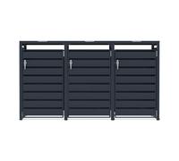 Triple Wheelie Bin Storage 3 x 240L Shed Anthracite Grey Metal