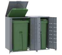 Wheelie Bin Storage Grey Powder-Coated Steel 138x79x117cm Double for 2 Bins vent
