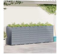 Wheelie Bin Storage Grey Powder-Coated Steel 68x77.5x121.5cm Planter Roof 5-bin