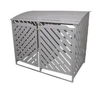 Wheelie Bin Storage Shed Double Wooden Dustbin Store Garden Outdoor Grey Wash