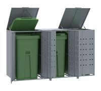 Wheelie Bin Storage Shed Grey 207x79x117 cm Powder-Coated Steel Outdoor Solution