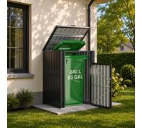 Wheelie Bin Storage Shed, Lockable Weatherproof Outdoor Bin Store with Gas Lift Lid,90 x 80 x 124 cm